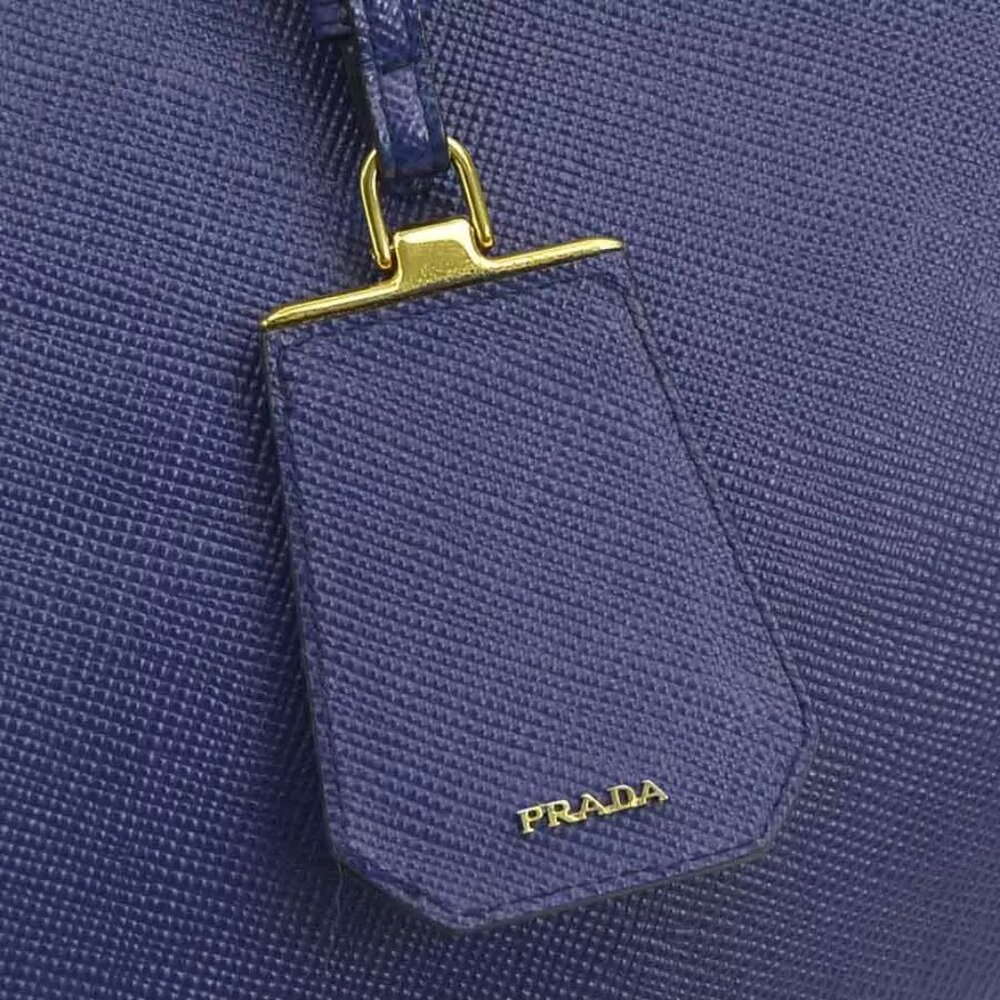 Auth PRADA Handbag Blue Leather - Picture 8 of 14